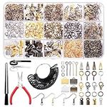 Swpeet 1466Pcs Jewelry Making Supplies Kit with Jewelry Making Tools, 40 Styles Jewelry Findings, with Jewelry Pliers and Ring Sizer Measuring Tools Jump Rings for Jewelry Bracket Necklace Making