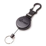 KEY-BAK SECURIT Xtreme Duty Retractable Key Holder, 28" Cord, 20 oz. Retraction Force, Durable Polycarbonate Case, Zinc Alloy Carabiner, Split Ring, Black