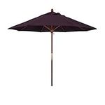 California Umbrella 9' Round Hardwood Frame Market Umbrella, Stainless Steel Hardware, Push Open, Pacifica Purple