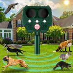 Cat Repellent, Ultrasonic Animal Repellent, Garden Animal Scarer Repellent, Solar Cat Repellent with PIR Motion Sensor Flash and 5 Adjustment Modes, USB Charging & Waterproof, for Garden Yard Farm