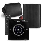 Powerline B50B Garden Wall Speaker System with Bluetooth Wall Amplifier – Complete Outdoor Weatherproof Sound System for Garden, Patio, or Marine Audio - 100W Speaker Pair, In-Wall LCD Touch Control