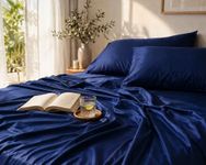 Noaré Cooling Bamboo Bedsheet King Size for Double Bed – Breathable & Ultra Soft Summer Bedding Set with 1 Fitted Bedsheet and 2 Pillow Covers – Luxury Cooling for Hot Sleepers | Royal Blue.