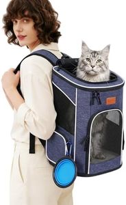 Morpilot® Cat Carrier Backpack, Foldable Pet Carrier Backpack for Cats and Small Dogs, Dog Backpack Carrier with Ventilated Design Inner Safety Strap, Puppy Carrier Bag for Travel Camping Hiking Blue