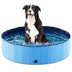 Jasonwell Foldable Dog Pool Collapsible Hard Plastic Dog Swimming Pool Portable Kiddie Pool Pet Pool Doggie Wading Pool Bath Tub for Puppy Small Medium Large Dogs Cats and Kids 32"