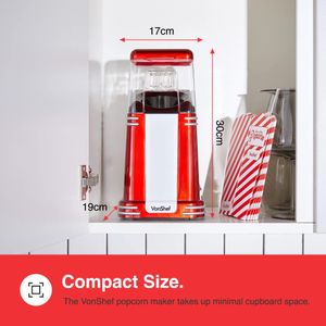 VonShef Retro Popcorn Maker – Red Electric Popcorn Machine