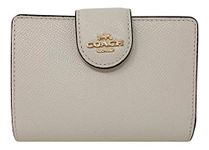 Coach Crossgrain Leather Medium Corner Zip Wallet Chalk Style No. 6390, Chalk, Minimalist