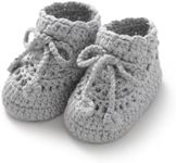 Hadetoto Baby Booties Hand Crochet Knit Cotton Bootie Soft Cozy Warm Socks Shoes Newborn First Walkers for Infant Boy Girl