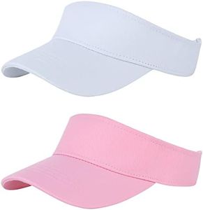 Durio Kids Sun Visor Hat Girls Hat Adjustable Kids Baseball Hat Athletic Kids Beach Hat Tennis Golf Sun Hats for Kids, B White&pink, 6-12 Years