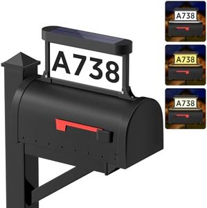 Solar Backlit Address Sign for Mailbox - Double-Sided Illuminated House Number Plaque, IP65 Waterproof, 3-Color in 1, Easy to Install Mailbox Topper for Visitors, Mailman, UberEats, Emergency Services