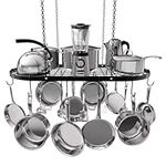 VDOMUS Pot Rack Ceiling Mount Cookware Rack Hanging Hanger Organizer with Hooks (33"x17") , ustensile