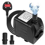 Flintronic Submersible Water Pump(800L/H 16W), Ultra-Quiet Water Pump1.6m/5.2ft High Lift, Fountain Pump with 1.4m/4.5ft Power Cord&2 Nozzles for Aquarium, Fish Tank, Statuary, Hydroponics