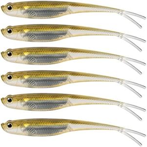 Dr.Fish Soft Plastic Baits Bass Fishing Lures Fork Tail Soft Jerkbait Drop Shot Bait Jerk Shad Minnow Swimbait Crappie Lures for Trout Pike Walleye Olive 3''