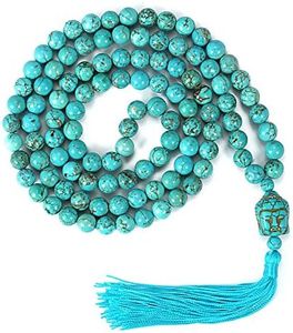LIUANAN 108 Mala Beads 8mm Natural Bracelet Healing Gemstone Yoga Meditation Hand Knotted Mala Prayer Bead Necklace