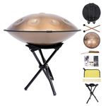 Handpan Drum UK - Hand Pan Steel Drum Instrument, 22 Inch 10 Notes D Minor 440Hz, Professional Grade Handmade Pan with Bag & Stand, for Sound Healing, Meditation, Yoga Adult Beginners (Gold)