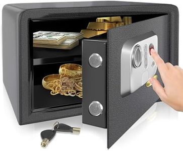 SereneLife Electronic Safe Box | Heavy Duty 13.8’’ x 9.8” Money Safe | Digital Touch Pad Lockbox with Code and 2 Keys | Small Safe Box for Home or Office, Secure Cash, Jewelry, & Firearms