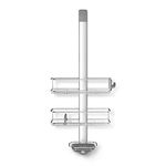 simplehuman BT1101 Over Door Shower Caddy, Hanging Bathroom Shelf Storage Organiser, Suction Cups, No Drilling, Rustproof, Adjustable Shelves, Moveable Divider, Easy Bottle Dispensing, Storage Hooks