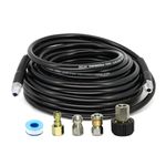 Sewer Jetter Kit for Pressure Washer 50FT, 5800PSI Drain Cleaner Hose 1/4 Inch NPT Corner, Button Nose and Rotating Sewer Jetting Nozzle, Orifice 4.0, 4.5