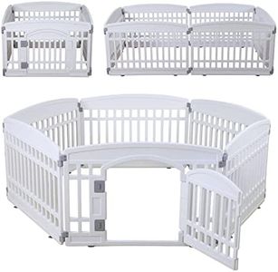 Pet Playpen for Dogs Heavy Plastic Puppy Exercise Pen Indoor Outdoor Small Pets Fence Puppies Folding Cage 6 Panels for Puppies and Small Dogs House Supplies (White 6*Panel)