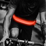 Led Running Waist Belt with USB Rechargeable, High Visibility Reflective Glowing Exterior, Flashing Safety Light Belt for Runners, Joggers, Walkers, Pet Owners, Cyclists (Red)