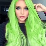 AFBeauty Green Lace Front Wigs Long Wavy Synthetic Lace Front Wig Neon Green Natural Looking Wave Glueless Handmade Heat Resistant Hair Wig for Women Pastel Green Synthetic Hair Wig Party Drag Queen