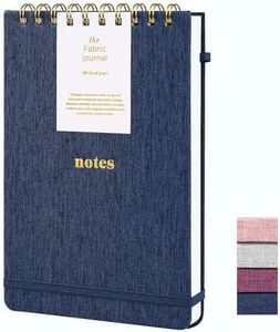 TSFPapier A5 Top Spiral Notebook – Hardcover Journal 160 Pages 100 GSM Thick Paper With Elastic Band & Pen Holder Steno Pads College Ruled Writing Notebooks for Work School Travel Dark Blue