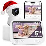 2K comfyer Smart WiFi Baby Monitor - 5" 1080P Split Screen, Phone APP & Monitor Control, Motion Alerts, Auto Tracking, Motion & Sound Detection, HD Night Vision, 5050mAh Battery, 2-Way Talk