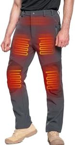 DEWBU Heated Pants for Men with 12V Battery Pack, Grey, S | Fast Heating, 5 Heating Zones, Fleece Lined, Water Resistant, Machine Wash, Winter Hunting, Outdoor Work, Motorcycle Trouser