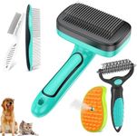 WOPQAEM Dog Brush for Shedding Short Long Haired Cats, 5 in 1 Pet Grooming Kit for Small Medium & Large Animals. Removes Loose Fur, Mats, Tangled. Easy Cleaning. Undercoat Rake + Steam Brush Included