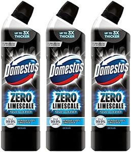 Domestos Zero Limescale Ocean Antibact Toilet Gel, 3 Packs of 750ml, Removes Dirt and Gives Zero LimeScale! Grab it Now to Keep Your Toilet Clean and Fresh!