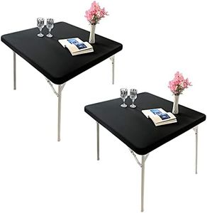 Monibana 2 Pack Cocktail Fitted Spandex Stretch Square Table Covers Caps Elastic Square Tablecloth Black Table Topper 34x34 Inch