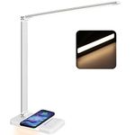 BIENSER LED Desk Lamp with Night Lighting, Fast Wireless Charger, USB Charging Port, 10 Brightness, 5 Color Modes, Dimmable Desk Lamps for Home Office, Touch Control, Auto Timer, 1200Lux Super Bright