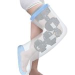 Adult Leg Cast Protector for Shower, KT6105 Waterproof Shower Bandage and Cast Cover with Non-Slip Padding Bottom, Full Leg Watertight Protection to Broken Leg, Knee, Foot, Ankle Wound, Burns