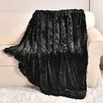 YUSOKI Black Faux Fur Throw Blanket