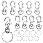 Pack of 10 Keyring Rings Hoops with Swivel Lobster Clasps, Metal Key Ring Clips and Keyring Rings Key Chains Hooks with Split Rings for Handmade Accessories of Jewellery