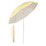 Sekey® 1.6m Beach Umbrella with Cover, Portable Tilting Garden Parasol Umbrella, Garden Umbrella for Beach/Pool/Patio, Round Sunscreen UV20+ Yellow and White