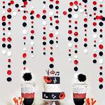 46 Ft Red Black and White Circle Dots Garland Hanging Paper Polka Dots Streamer for Graduations Birthday Bachelorette Engagement Wedding Bridal Shower Holiday Casino Poker Pirate Party Decorations