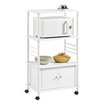 SoBuy® FRG12-W, Kitchen Microwave Shelf, Kitchen Storage Cabinet Shelf, Kitchen Serving Trolley, 60x40x115cm