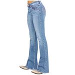 Generic Women's Y2K Flare Jeans Mid Waisted High Waisted Mom Boot Cut Denim Pants Stretchy Tummy Control Slimming Curvy Fall, Light Blue, X-Large