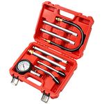 JIFETOR Cylinder Compression Tester, 8PCS Small Engine Pressure Gauge Diagnostic Tool Kit for Automotive Cylinder Compression Test on Gasoline Car Motorcycle Truck, 4 Extension Rods