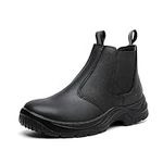 DRKA Men's Steel Toe Work Boots - Slip-Resistant, Waterproof, and Anti-Puncture Safety Chelsea Boots for Working, Black, 11