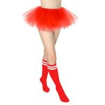 WHIPPY Tutu Skirts for Women Adults with Tube Socks 5 Layered Tulle Tutu Skirt 80s Costumes for Party Favor Dance Runners Red