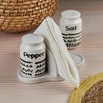 Kookee Ceramic Salt and Pepper Shakers Set with Tray for Dining Table Used as Namak Dhani, Shaker, Sprinkler, Spices Dispenser for Home, Kitchen and Restaurant, White (10713)