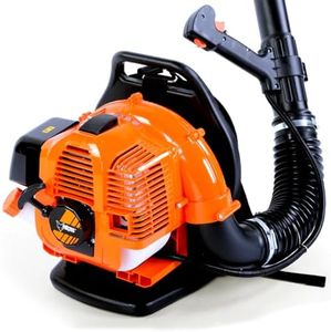 Soplador de mochila de gasolina FUXTEC FX-LB133T, más de 300km/h (186mph), 0.9kW, 1.2hp, Motor de 2 tiempos de 33cc, tanque (650ml), Almohadilla - fácil de soplar las hojas o la nieve
