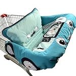 Cute Car Design 2-in-1 Shopping Cart & High Chair Cover for Baby with Portable Bag | Universal Fit All Shopping Cart Seat& Restaurant Highchair | Universal | 5 Point Safety Harness System (Blue)