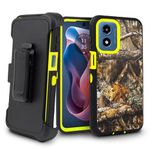 ThousandGear Shockproof Case for Motorola Moto G-Play 2024 with Belt Clip Holster, Built-in Screen Protector Heavy Duty Rugged Full-Body Protective Case Cell Phone Cover with Kickstand (Camo Yellow)