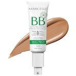 Marcelle BB Natural Cream, Medium, Light Coverage, with Hydrating Vitamin C and Green Tea Extract, Hypoallergenic, Fragrance-Free, Cruelty-Free, Paraben-Free, Non-Comedogenic, Oil-Free, Vegan, 45 mL