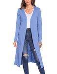 Bluetime Women Plus Size Long Open Front Drape Maxi Cardigan Lightweight Duster Long Sleeve Cardigan Fall (S-4XL) - Blue - 3X-Large