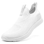 ALEADER Women's Walking Shoes Slip On Lightweight Sneakers Comfortable Knit Mesh Work Tennis Shopping Shoes White 10 M US Women