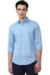 Peter England Men's Printed Slim Fit Shirt (PCSFSSLPV96286_Light Blue 40)