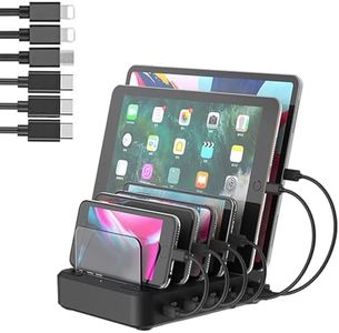 AIZBO Charging Dock 84W, PD Charging Station 3 PD 20W Fast Charging Premium 6-Port USB Charging Station Organizer for Multiple Devices, All Electronics